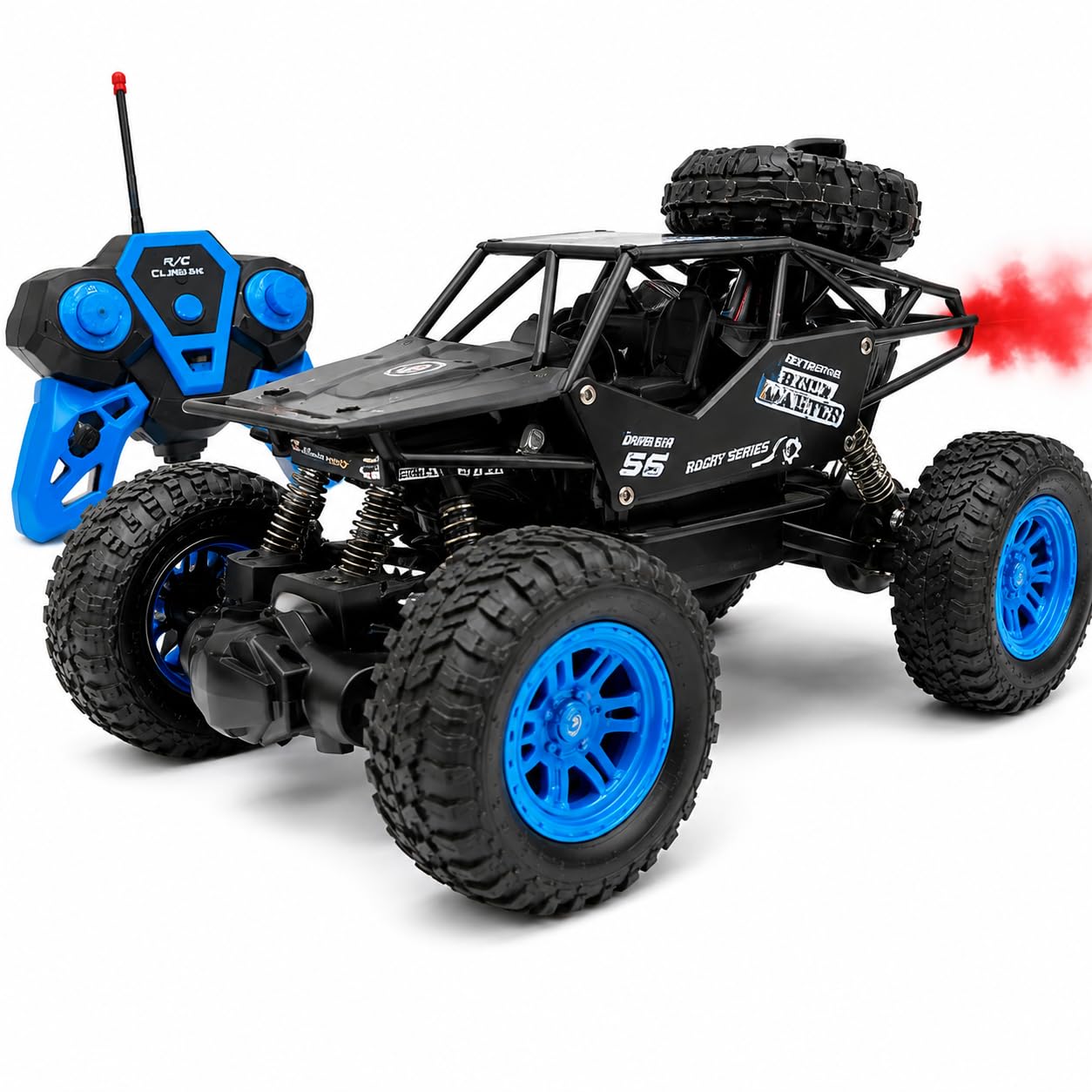 RC Rock Crawler 4X4 Off-Road Car with Smoke Effects | 2.4 GHz Connectivity, 150 ft Range, Metallic Body, All-Terrain Tyres, Multicolour-image-22
