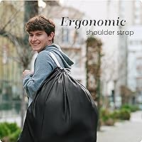 Vista 3 de Bolsa de lavandería Handy Laundry con correa de hombro - Cierre de cordón con bloqueo, material duradero, gran capacidad, costuras resistentes