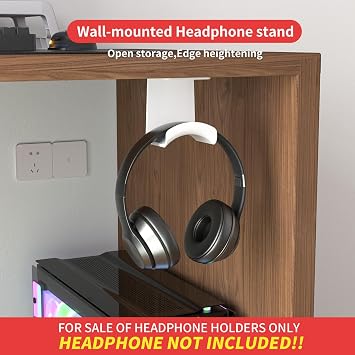 Gmae Headphone Stand for Desk Mini Headset Hanger Holder with Strong Adhesive Headset Stand Headphone Holder (Under Desk White)