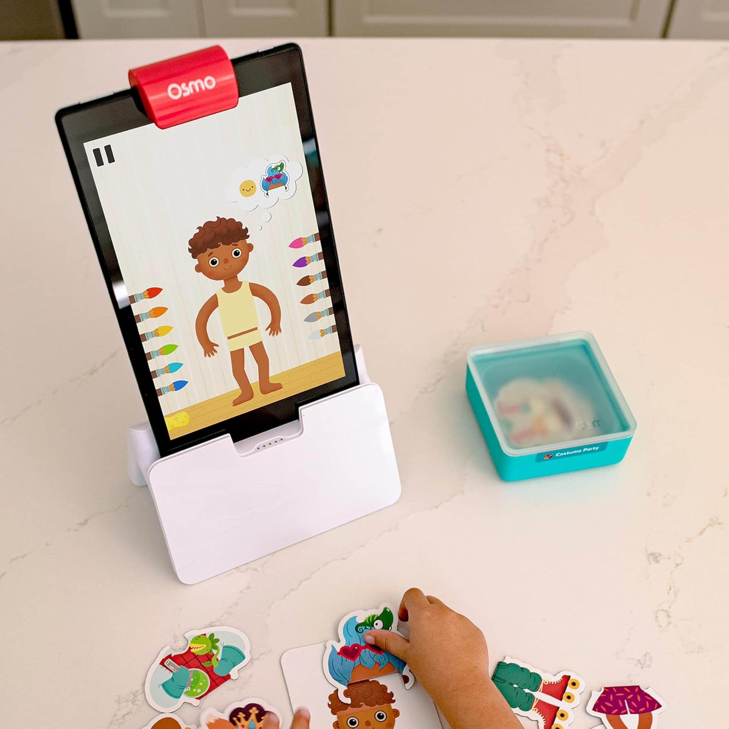 Osmo Zestaw startowy Little Genius do tabletu Fire - 4 edukacyjne gry edukacyjne - wiek przedszkolny - rozwiązywanie problemów i kreatywność - zabawka STEM (podstawa tabletu Osmo Fire w zestawie -