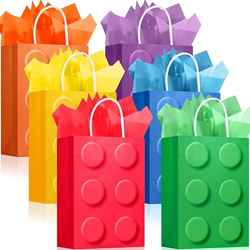 Miniatura 9 de YOTNUS Bloque de construcción, bolsas de regalo para fiestas, pequeñas bolsas de regalo con asas, para bloques de construcción, fiesta de