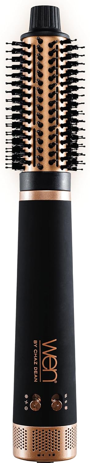 WEN by Chaz Dean Brush Dryer Styling Tool - Blow Dryer Brush, Blowout Hair Drying, Round, Curling, Smoothing Volumizer, Styling Kit w/ 2 Attachments, Heat Pad, 4 Clips - Medium to Long Hair Kit