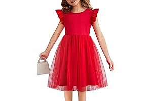 Red Ruffle Girls Tutu Dress 4T Tulle Sundresses for Summer Princess