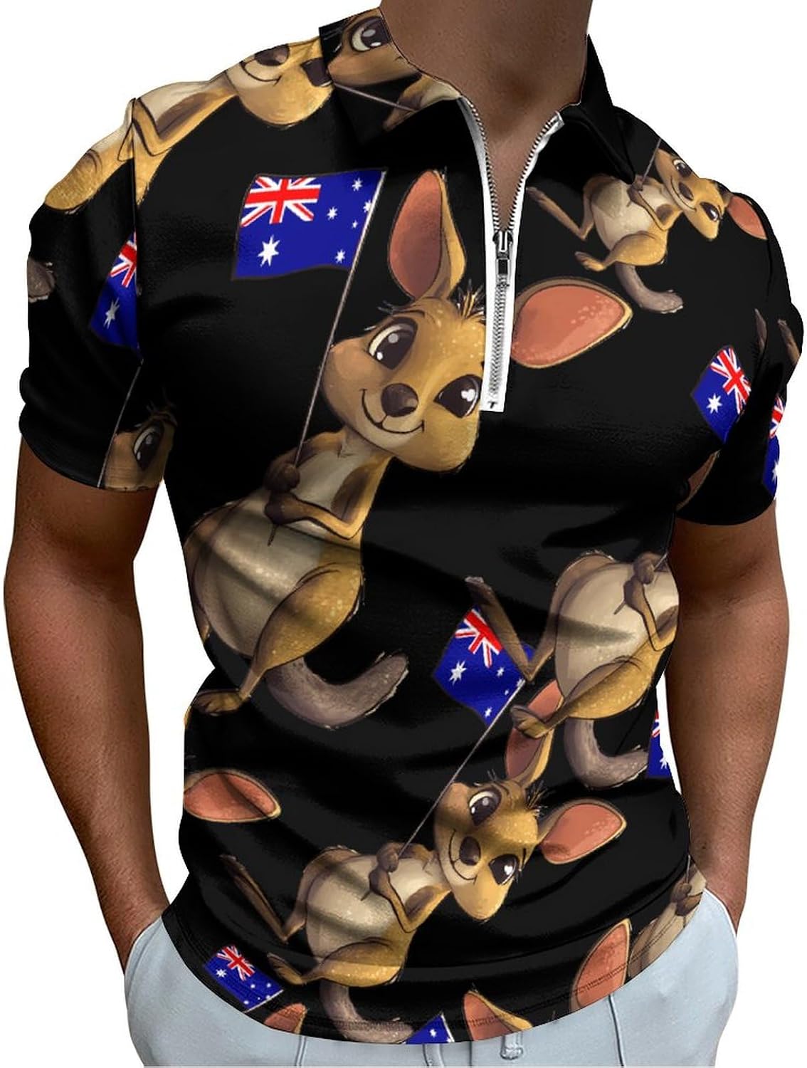 Kangarooes with Australia Flag Polo Shirts for Men Dress Shirts Short Sleeve Golf Shirt Casual T-Shirts Top