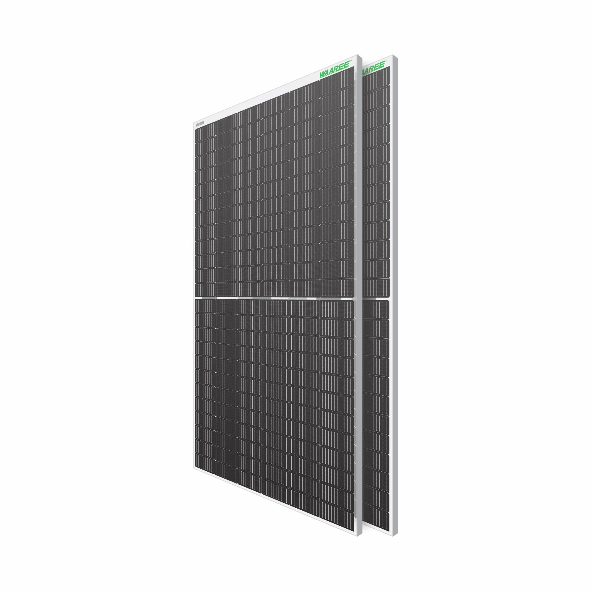 WAAREE Bi-55-530wp High Efficiency Dual Glass Bifacial Mono PERC Solar Panel, 144 Half-Cut Cells, 24V Premium Energy Generation, Enhanced Durability & Performance (1kw-2nos)