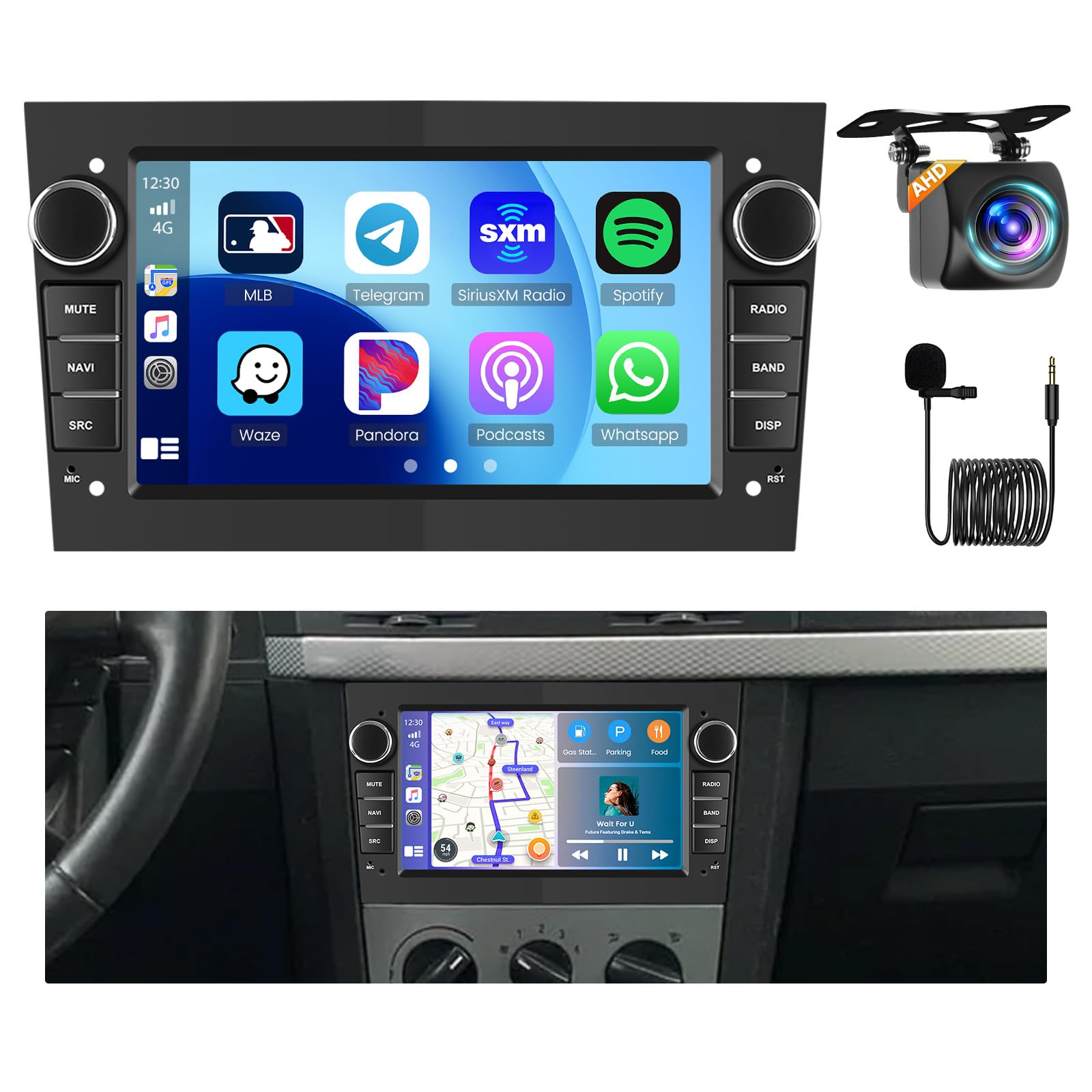 [2G+64G] Hikity Autoradio Navi Für Opel Antara Corsa Meriva Astra Vivaro Combo Android Wireless Carplay 7 Zoll Bildschirm Radio mit Android Auto GPS WiFi Rückfahrkamera FM RDS DSP MIC