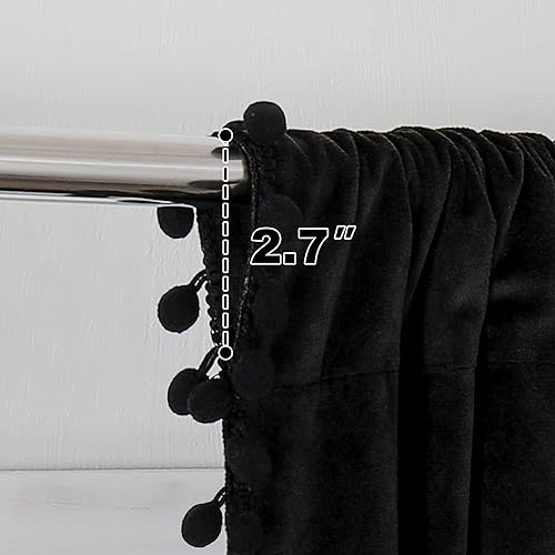Miniatura 3 de Victree Cortinas opacas de terciopelo con pompones para dormitorio, cortinas opacas de 52 x 90 pulgadas de largo, oscurecimiento de la habitación,