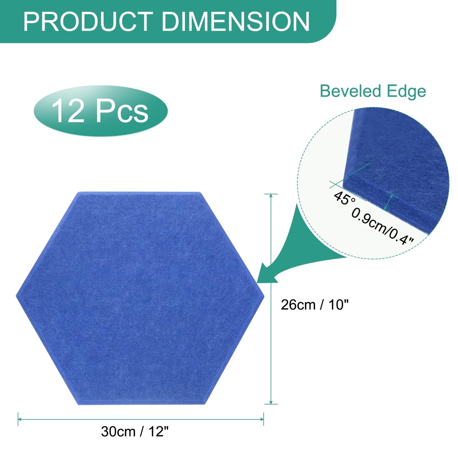 QUARKZMAN 12 Piezas Panel Acústico Autoadhesivo 30 x 26 x 0.9cm Alta Densidad Aislante de Sonido, Paneles Absorbentes de Sonido Hexagonales, Espuma Acustica(Azul Profundo)