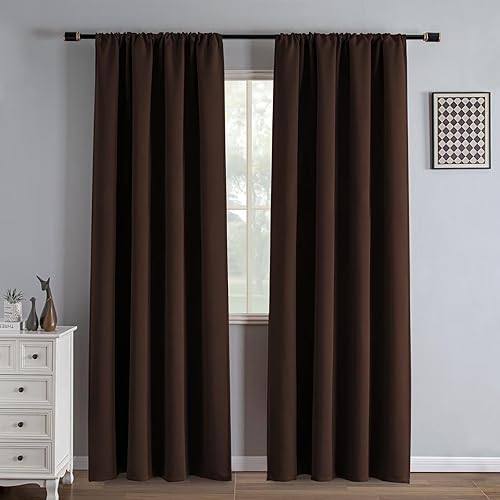 Miniatura 64 de Cortinas opacas de 96" de largo, juego de 2 paneles, cortinas opacas para dormitorio de 96" de largo, cortinas con bolsillo para barra que ahorran