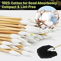 Vista 6 de 200 hisopos de algodón largos puntiagudos de 6 pulgadas para limpieza de pistola de precisión