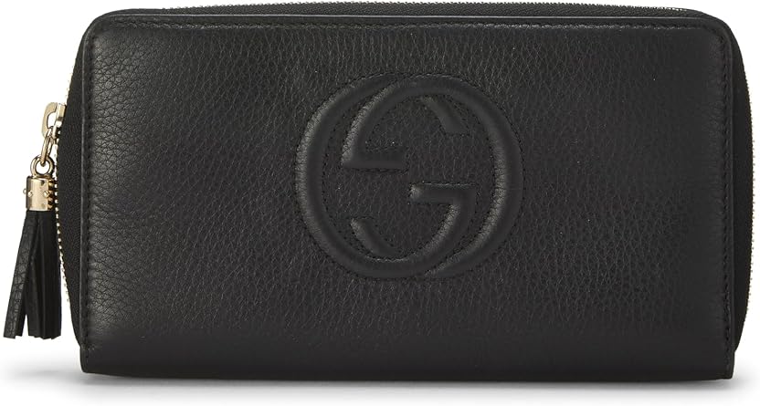 Pre-loved Black Leather Soho Zip Around Wallet, Black
