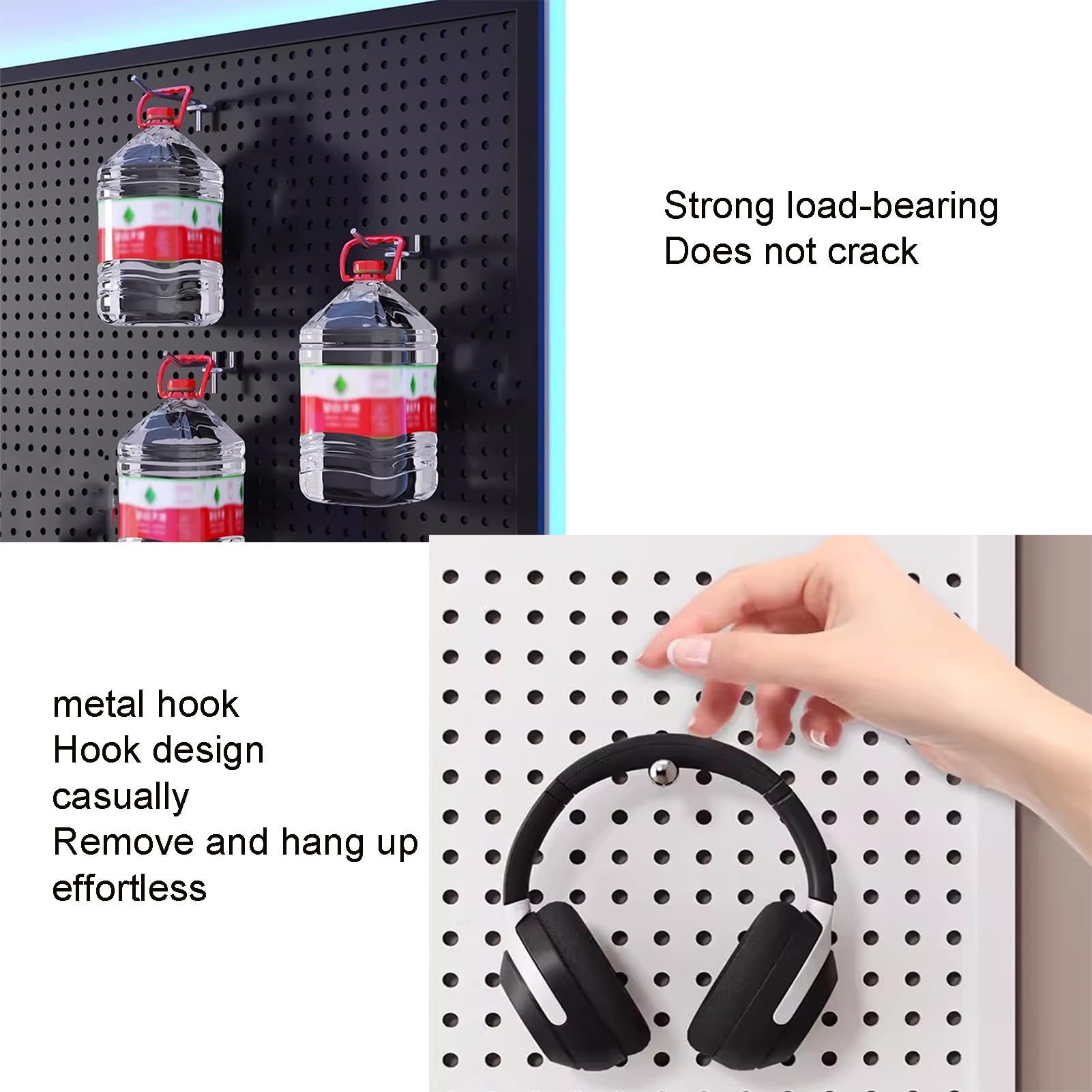 Metalowy uchwyt ścienny do montażu na ścianie garaż nizer zestaw z wyświetlaczem szary 40 x 60 cm ściana kontrola pegboard