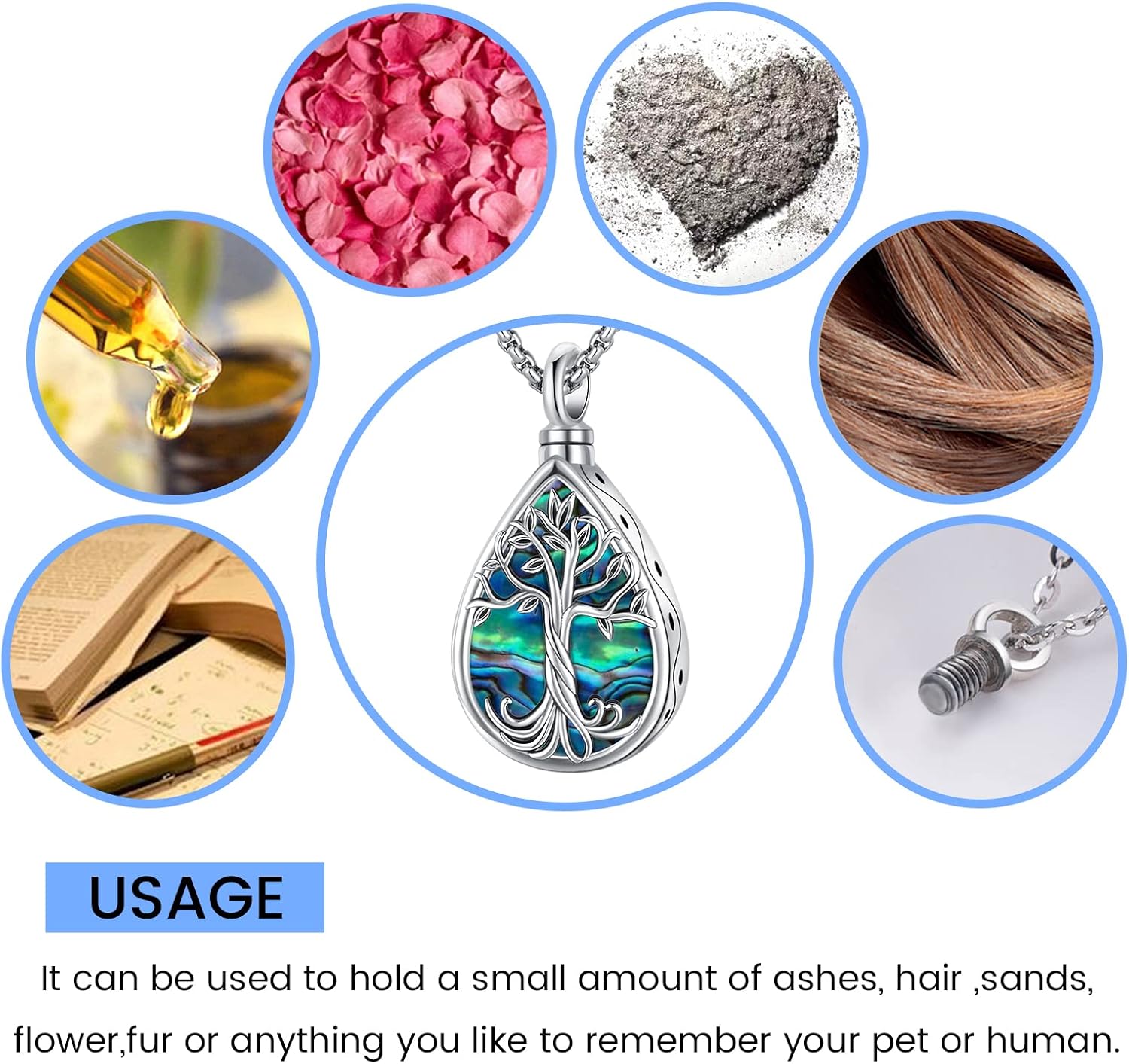 Eusense Cremation Jewelry for Ashes Urn Necklace to Put Ashes In 925 Sterling Silver Memorial Pendant Tree of Life Infinity Urn Necklaces for Ashes Necklace for Women Men - Image 6