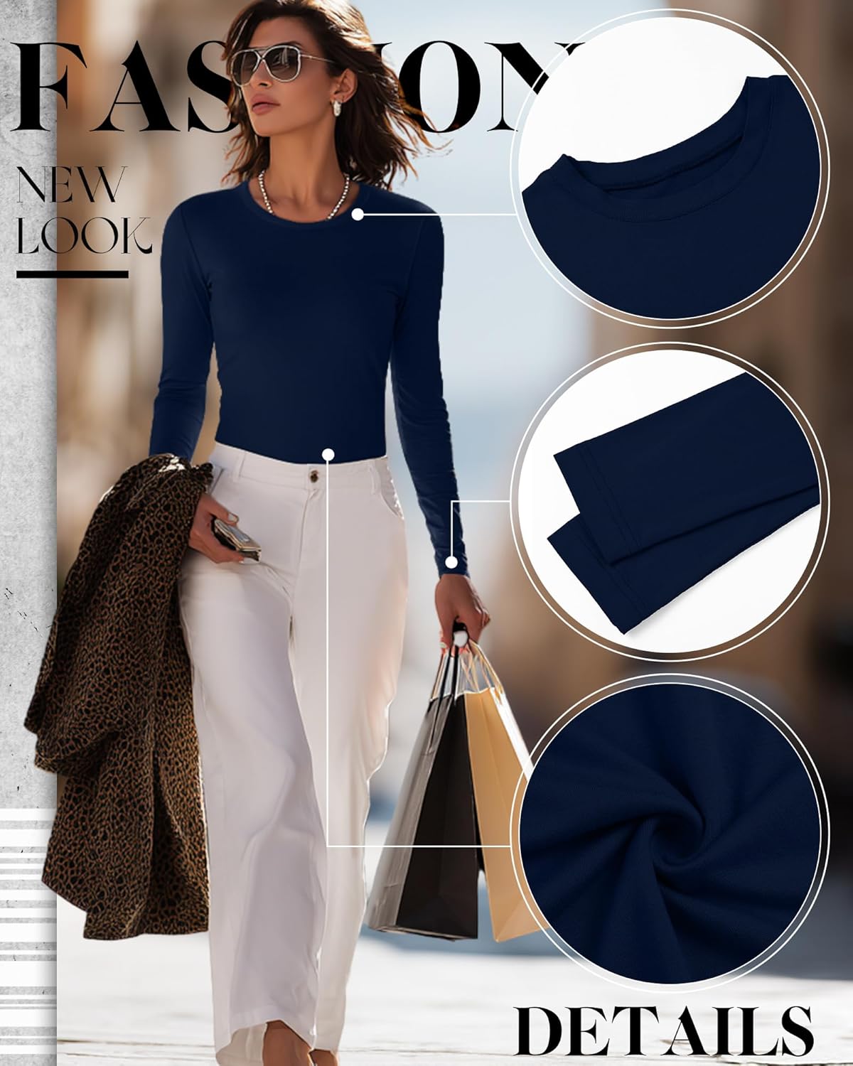 Riyiper 6 Pack Women's Long Sleeve Shirts Basic Slim Fitted Tops Casual Crew Neck Tight Tee Tops 2026 Layering T-Shirt - Image 4