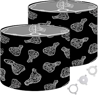 Lamp Shades Set of 2 Chicken wings legs food chalk seamless black for menu cards Drum Lampshades for Floor Lamps Table Lamps Large Replacement Linen Lamp Shade Easy Assembly 13"x13"x10"