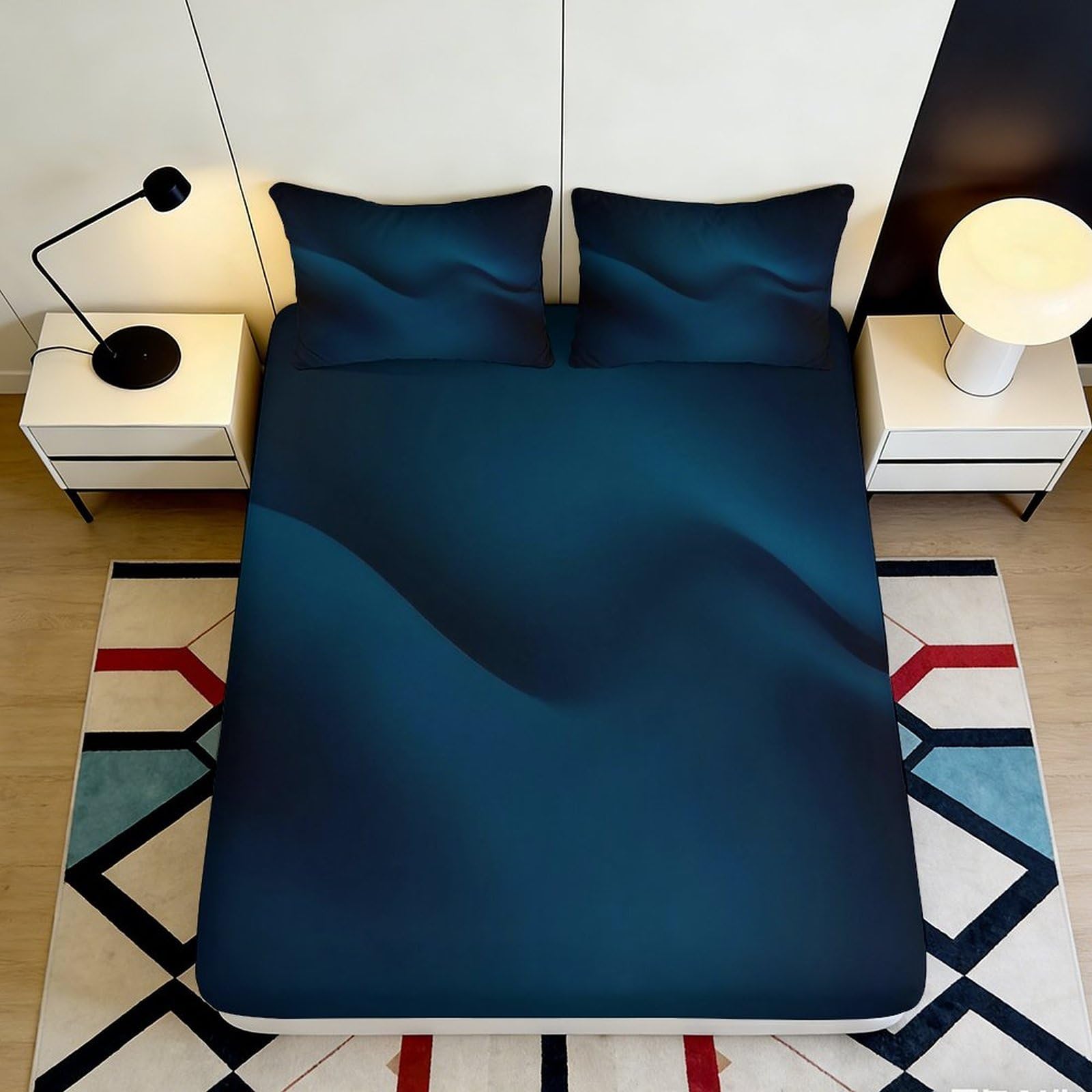 3D Printed Ocean Wave Fitted Sheet Microfiber Soft Breathable Tropical Palm Mattress Cover for Bedroom Guest Room Decor 90x200x25cm