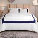 OSVINO Couverture de l'hôtel Duvet 3Pcs Étagères à motifs en ligne de microfibre Ultra Couvre-lits doux respirant Comforter Quitter avec des oreillers, Marine, Roi