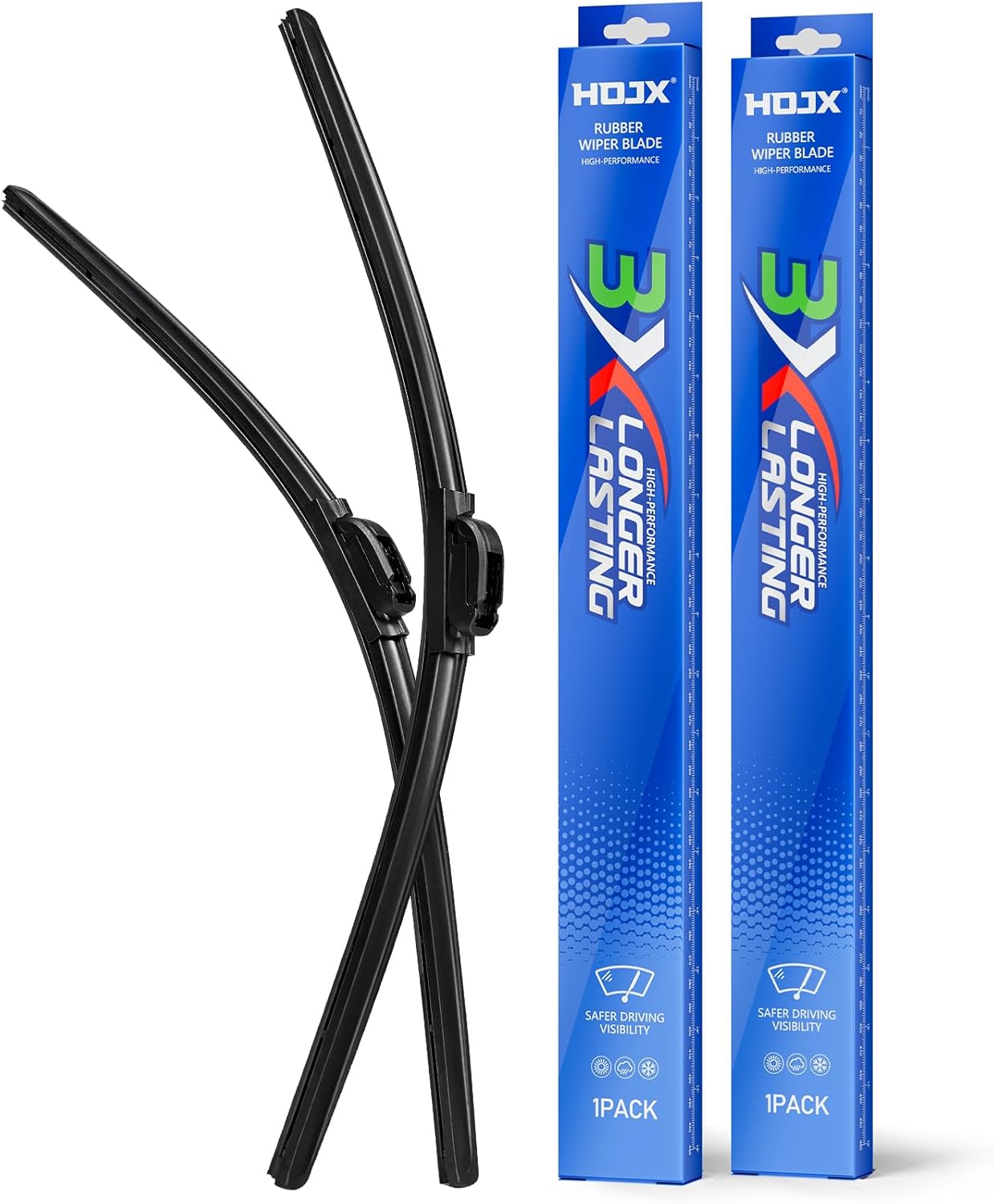Quiet Front Windshield Wiper Blades 22 inch and 21 inch Set of 2, OEM Quality All-Season Windshield Wipers,U&J-Hook for My Car/Automotive Replacement, Easy to Install OEM Replacement Parts Front(22" and 21")
