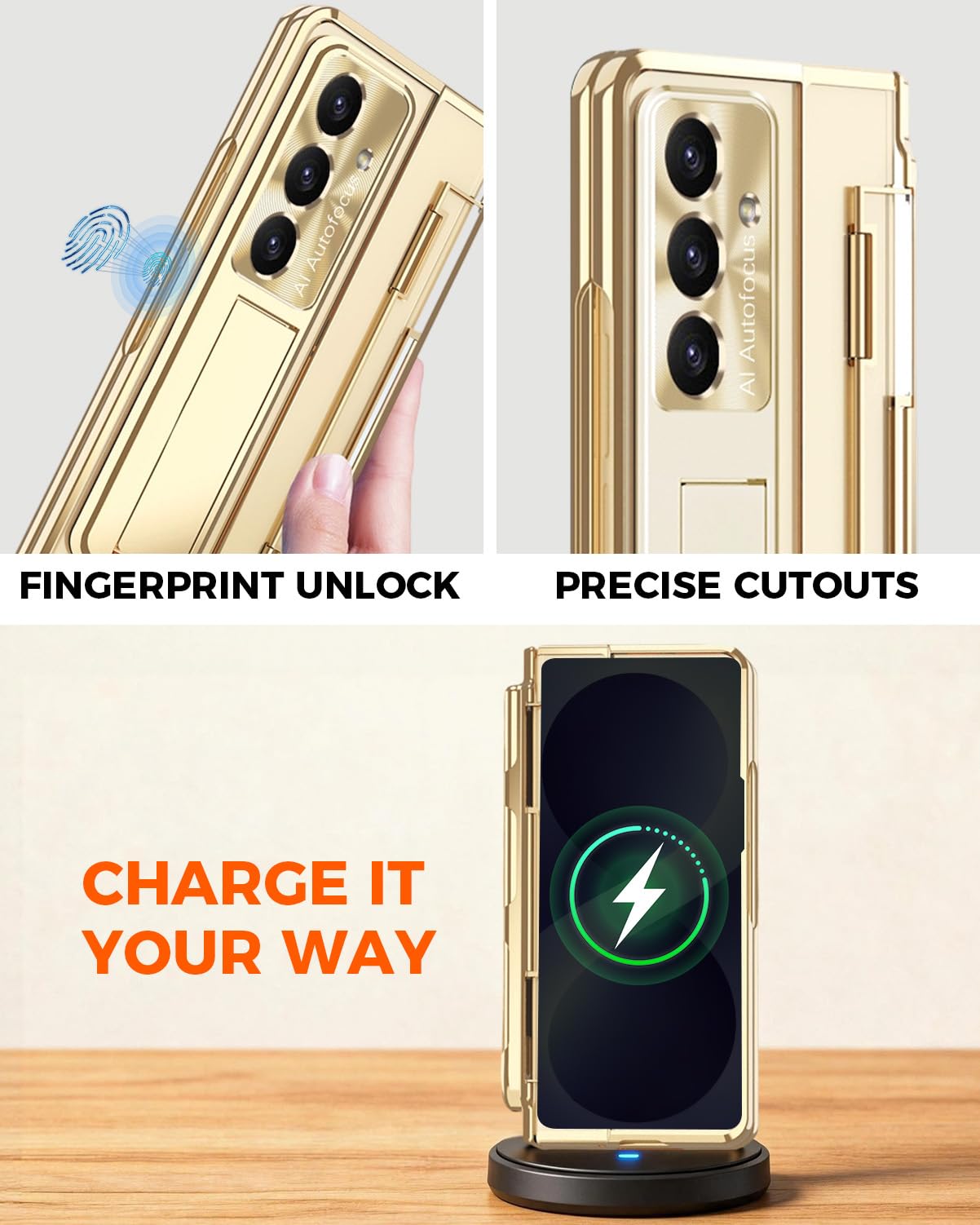 NINKI Custodia per Samsung Galaxy Z Fold 8 con protezione per cerniera, penna stilo inclusa, protezione esterna dello schermo e supporto, supporto per la ricarica wireless, copertura per telefono di
