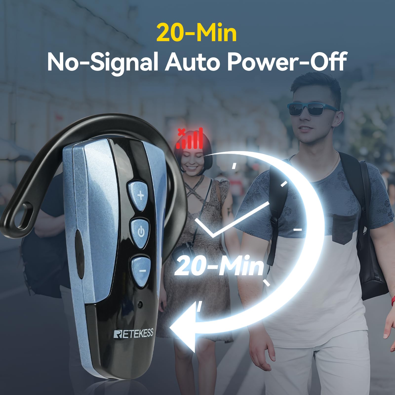 Retekess TT106S Sistema di Guida Turistica Wireless, Ricevitore a Gancio Auricolare, 2.4G, Controllo un-tocco, Porta di Ricarica USB, con Borsa di Stoccaggio (2 Trasmettitori, 20 Ricevitori)