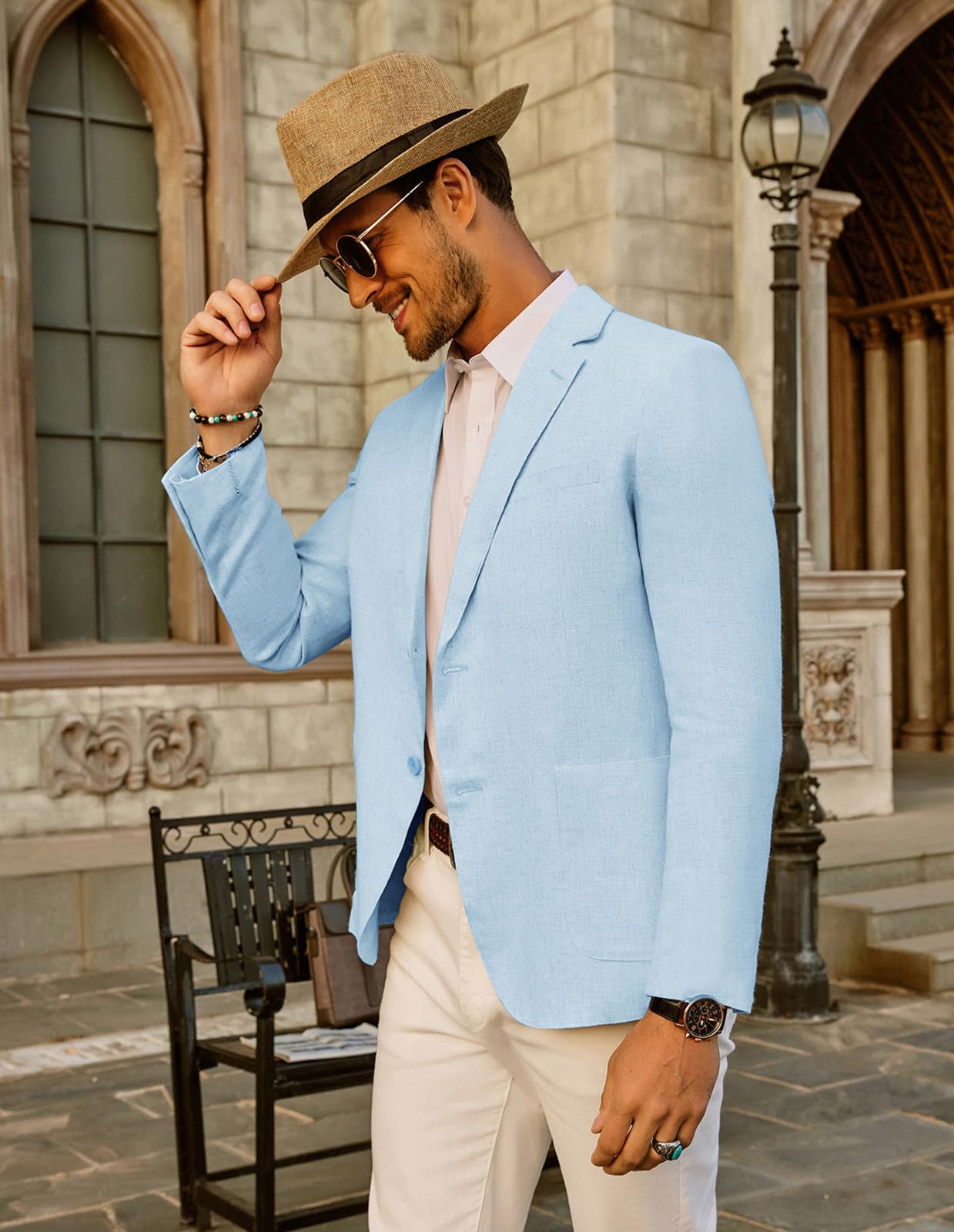 PJ PAUL JONES Herren Casual Slim Fit Leinen Jacke Leichtgewicht 2 Knopf Blazer Sporty Slim fit Leisure Blazer