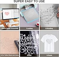 Vista 24 de HTVRONT - Rollos de vinilo termotransferible (HTV) blanco y negro, 12 pulgadas x 15 pies de vinilo de planchado para Cricut & Cameo, para camisas