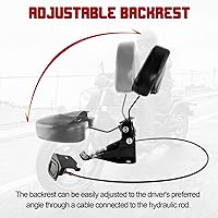 Vista 5 de INNOGLOW Respaldo de conductor ajustable para motocicleta con respaldo para el piloto con patrón de calavera, kit de montaje en brazo negro