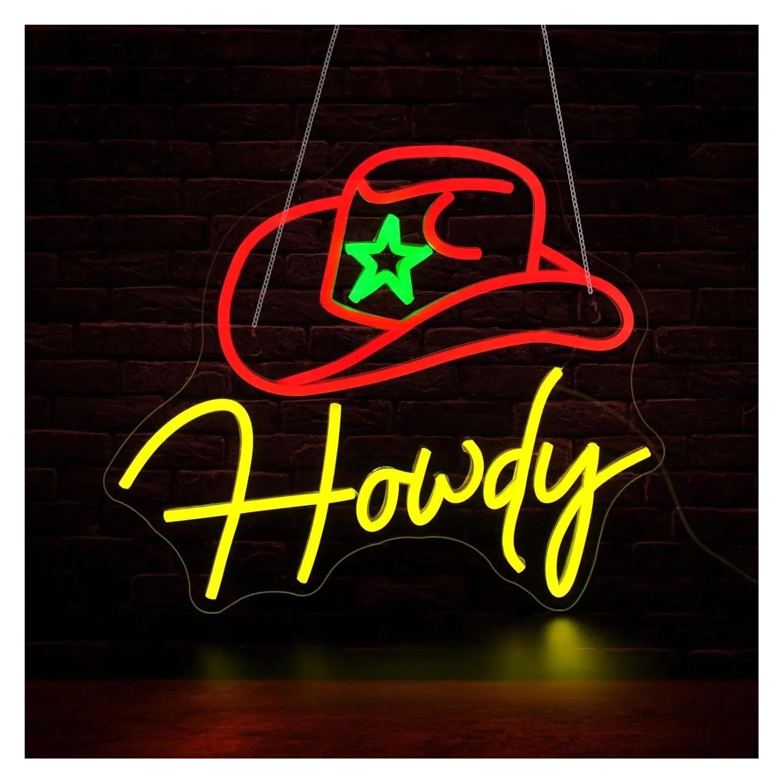 LEMST Sign Lamp Cowboy Howdy Neon Signs USB Powered The Cowboy Hat Neon Lights Suitable for Man Cave Pub Party Decor 32.04cmx36cm(A)