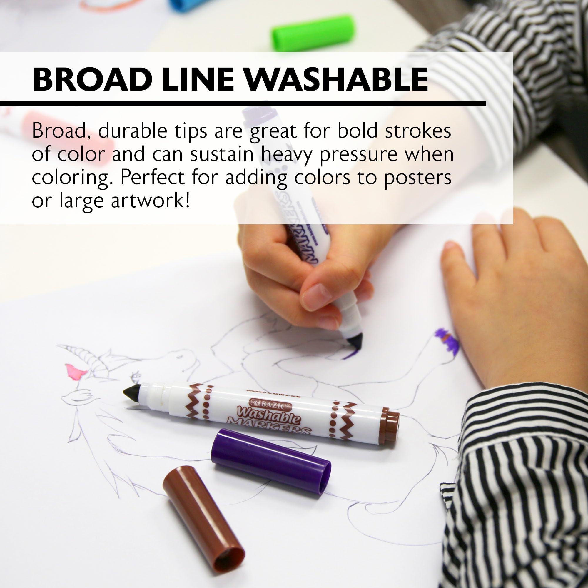 Amazon.com : BAZIC 8 Color Broad Line Jumbo Washable Markers
