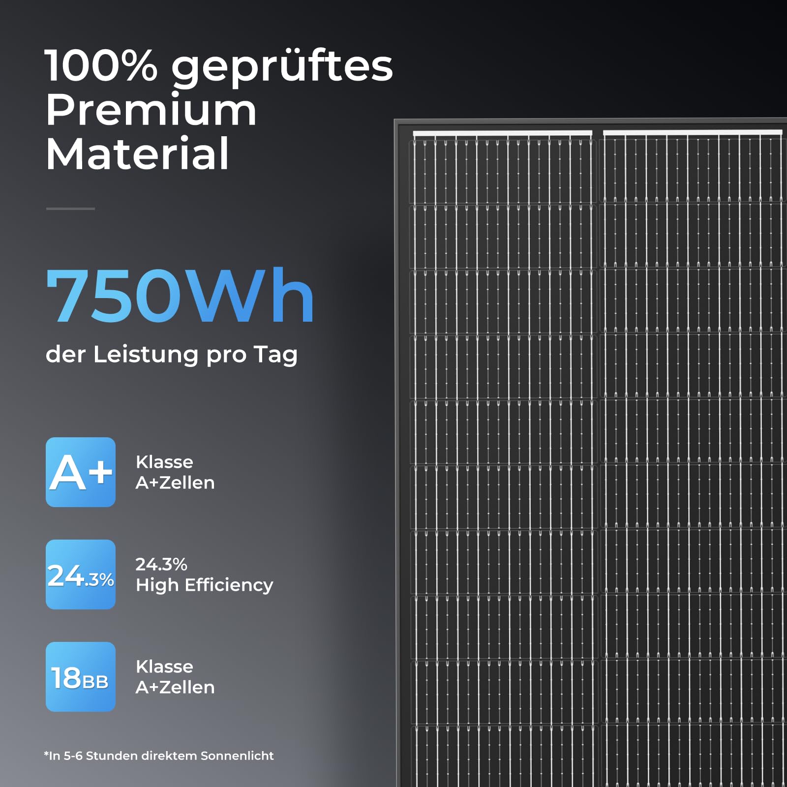 Solarpanel 300w, 2 x 150w Hohe Effizienz Monokristalline Solarmodul, Aluminium Frame Solar Panel, 12V/24V PV Modul Ideal for balkonkraftwerk, Hausdach