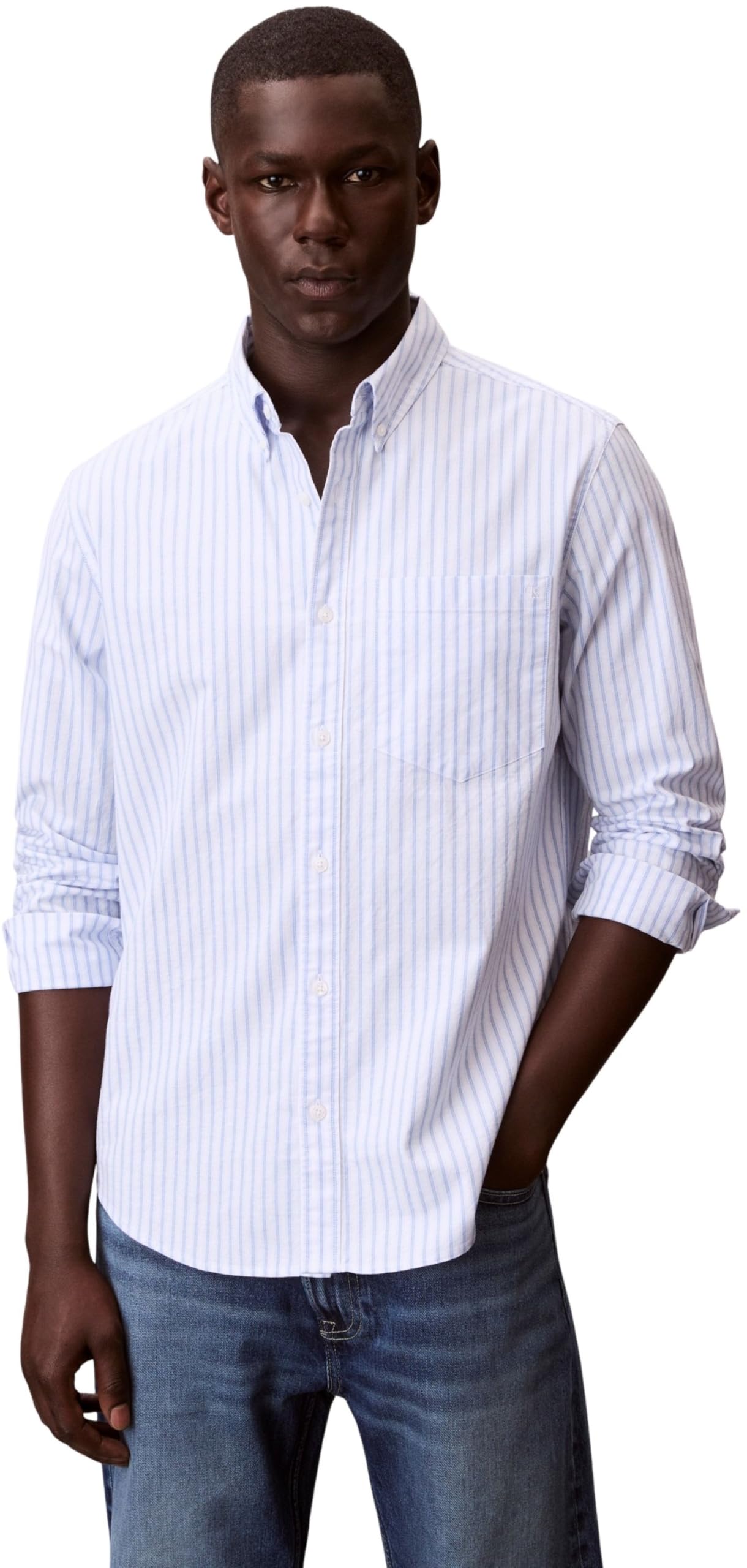 Calvin Klein Blue Oxford Classic Shirt In - Xl