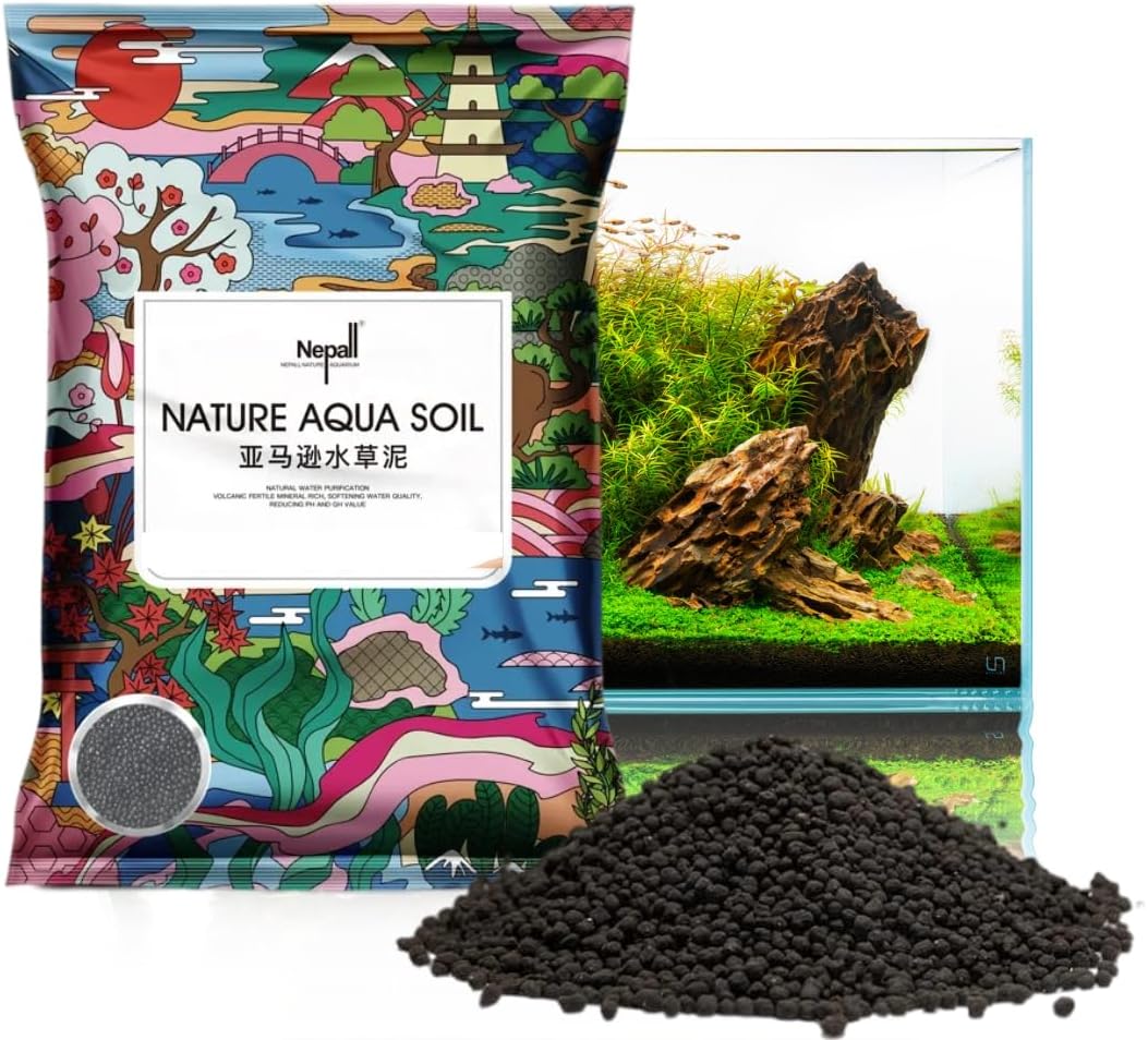 Nepall Aqua Soil Planted Aquarium Substrate | Fish Tank Water Grass Mud for Natural Aquatic Plants and Shrimps | No Cloudiness | Clear Water | Rich Nutrients (1.5 L)