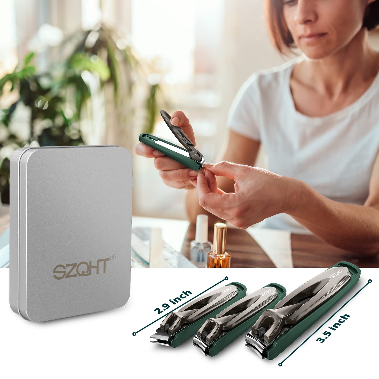 Nagelknipser-Set, 3er-Pack, Fingernagelknipser und Zehennagelknipser für Herren, Wowen, Nagelknipser mit Fänger, Nagelschneider für dicke Zehennägel, Edelstahl, ultra-scharf, robust