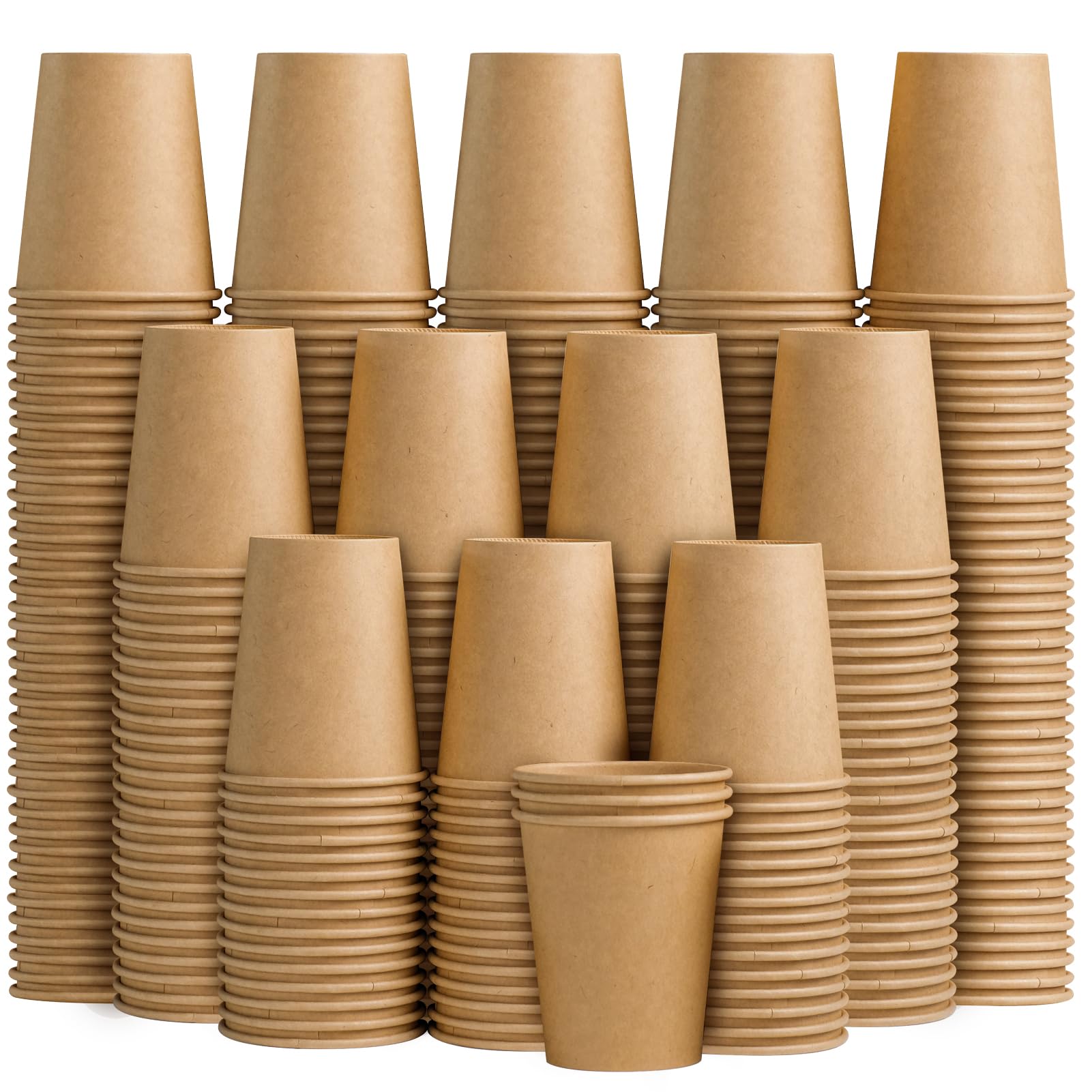 180 Pack 8 oz Paper Cups, Brown Kraft Disposable Paper Coffee Cups, Unbleached Paper Cups for Hot/Cold Beverage Party, Picnic, Travel, and Events.