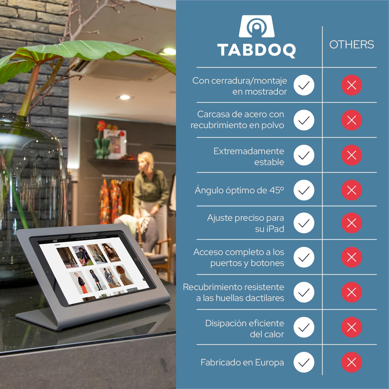 Supporto per iPad con protezione antifurto | Supporto da tavolo in metallo per business, casse, POS e retail | Compatibile con iPad Air 13" (2024) e Pro 12,9" (3ª–6ª gen), nero
