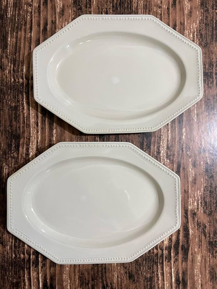 ドット八角オーバル大皿クリーム2枚 洋食器 美濃焼 オシャレ カフェ風 Amazon.co.jp: ドット八角オーバル大皿クリーム2枚 洋食器 美濃