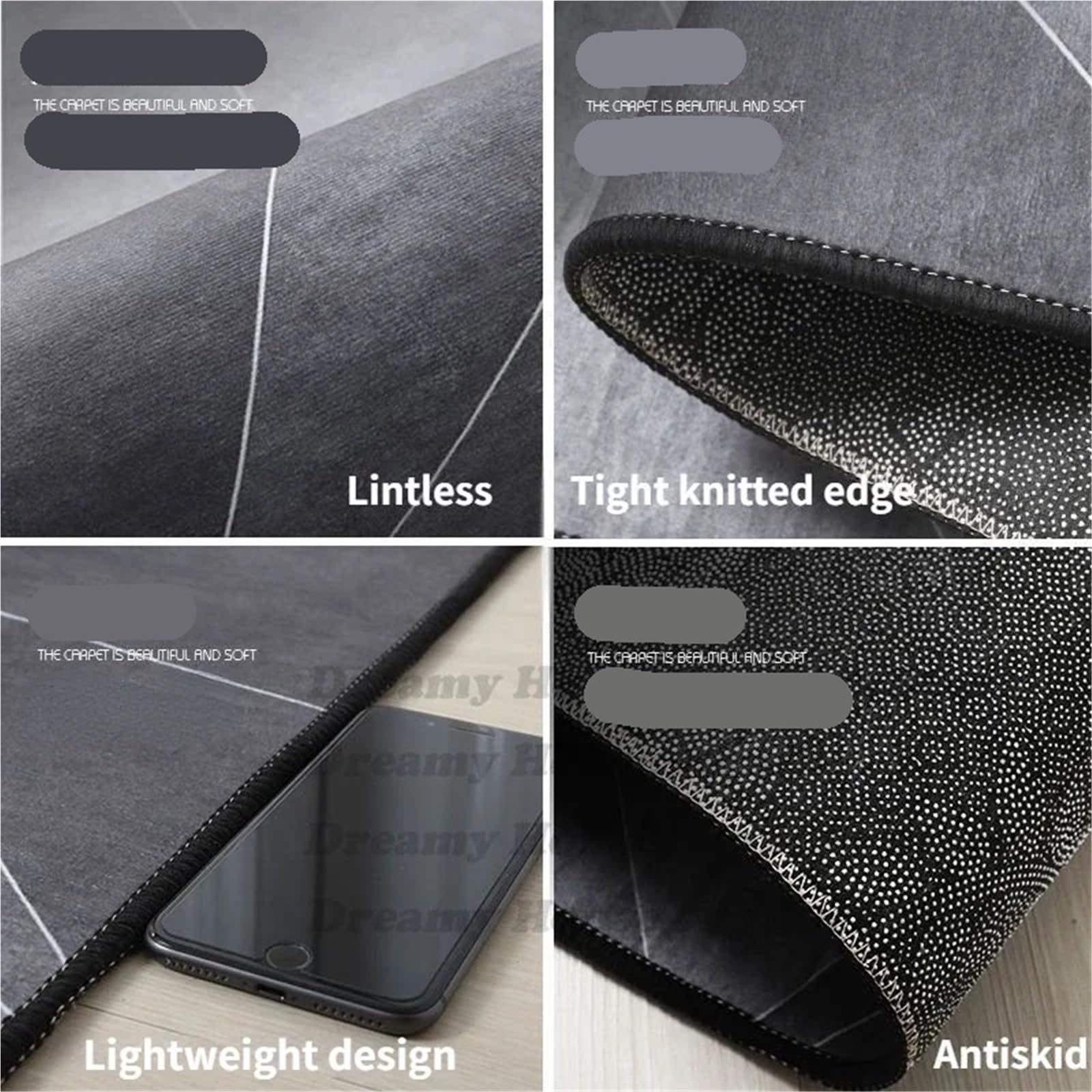 Tappetino for sedia rettangolare for studio della stanza Decorazioni geometriche for camera da letto Tappeti stampati antiscivolo for tappeti del soggiorno Per Parquet(Lint-free04,200x300cm)
