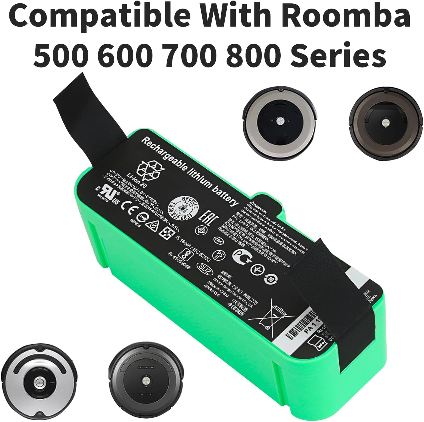 1800LI Replacement battery Compatible with Roomba 960 981 970 965 801 805 850 860 890 891 895 695 690 685 680 677 675 671 670 665 652 640 614 615 4376392 for iRobot Roomba 500 600 700 800 900 Series