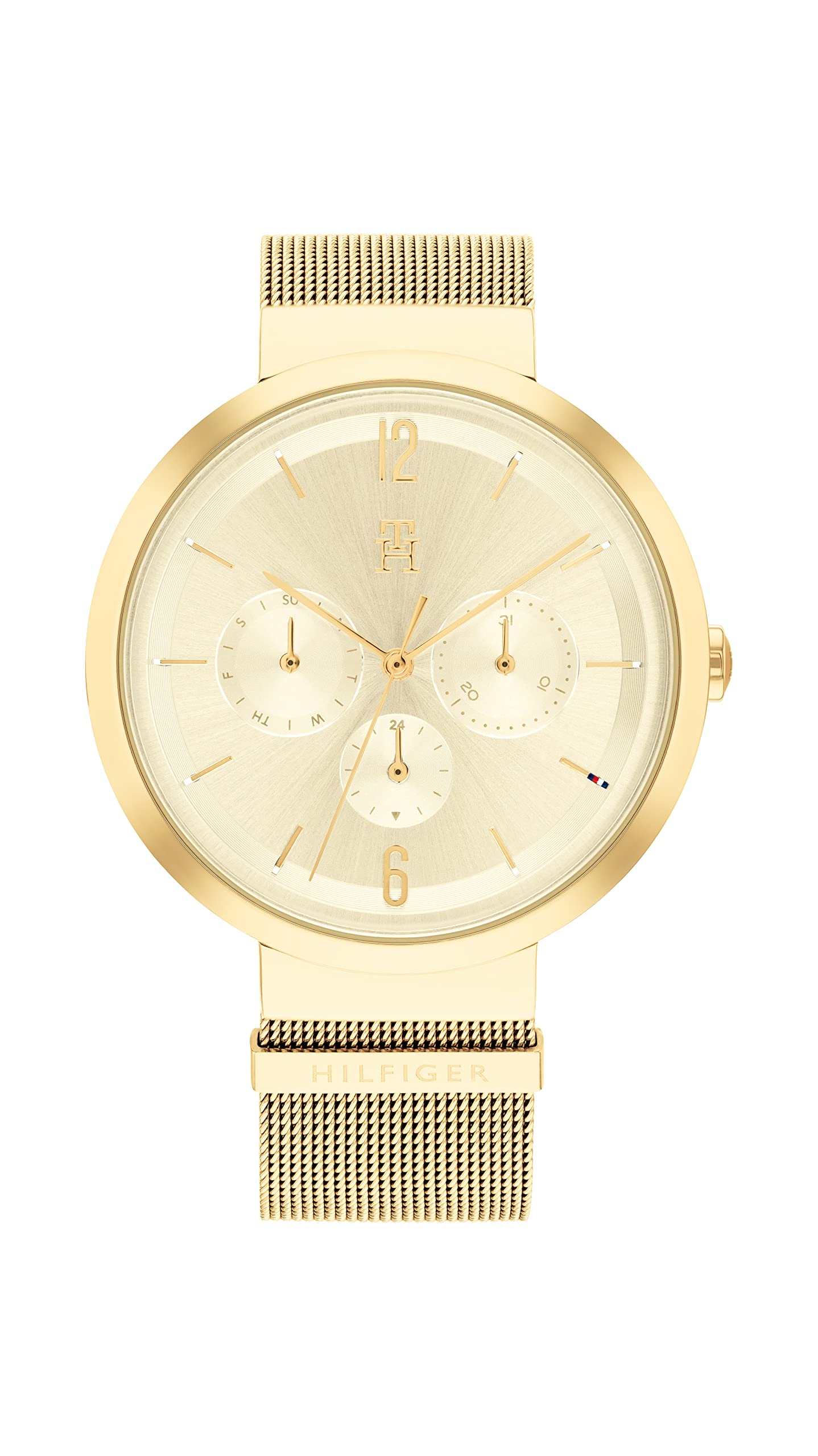 Tommy Hilfiger Reloj Analógico de Cuarzo multifunción para mujer con correa de malla de acero inoxidable dorado - 1782539