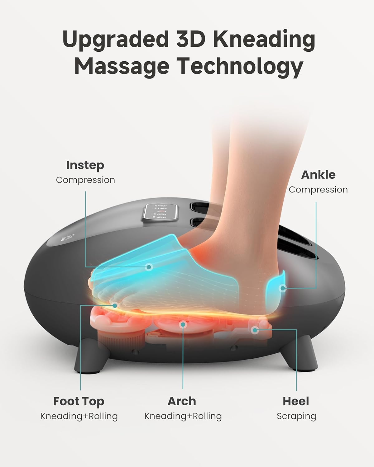 Snailax Larger Size 14" Foot Massager with Heat Compression,Rolling Shiatsu Feet Massager for Plantar Fasciitis Neuropathy,Remote Control Foot Warmer Under Desk Office Home Use Gifts for Men, Women