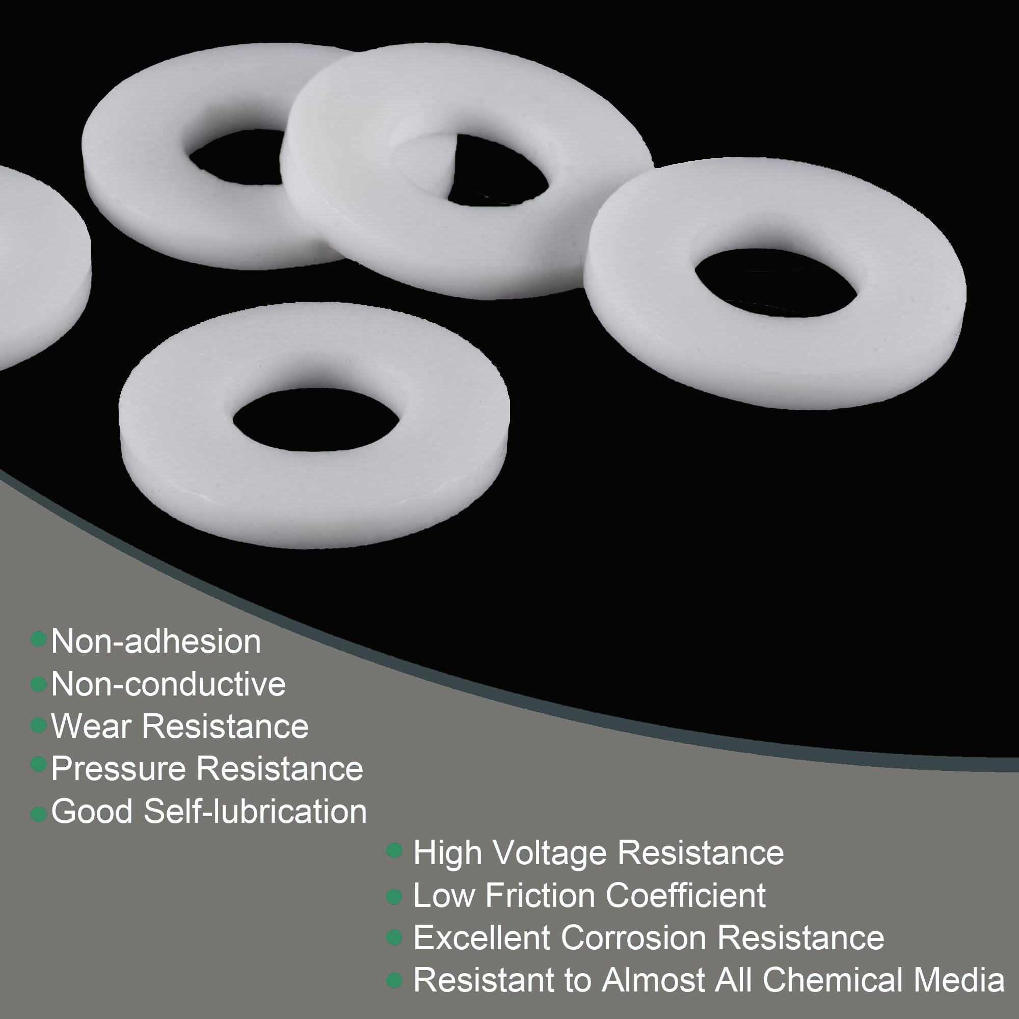 TA-VIGOR 20Pcs PTFE Flat Washers 18mm OD x 8mm ID x 2mm Thick Sealing Gaskets, White Flange Gaskets for Faucet Pipe Water Hose - Image 4