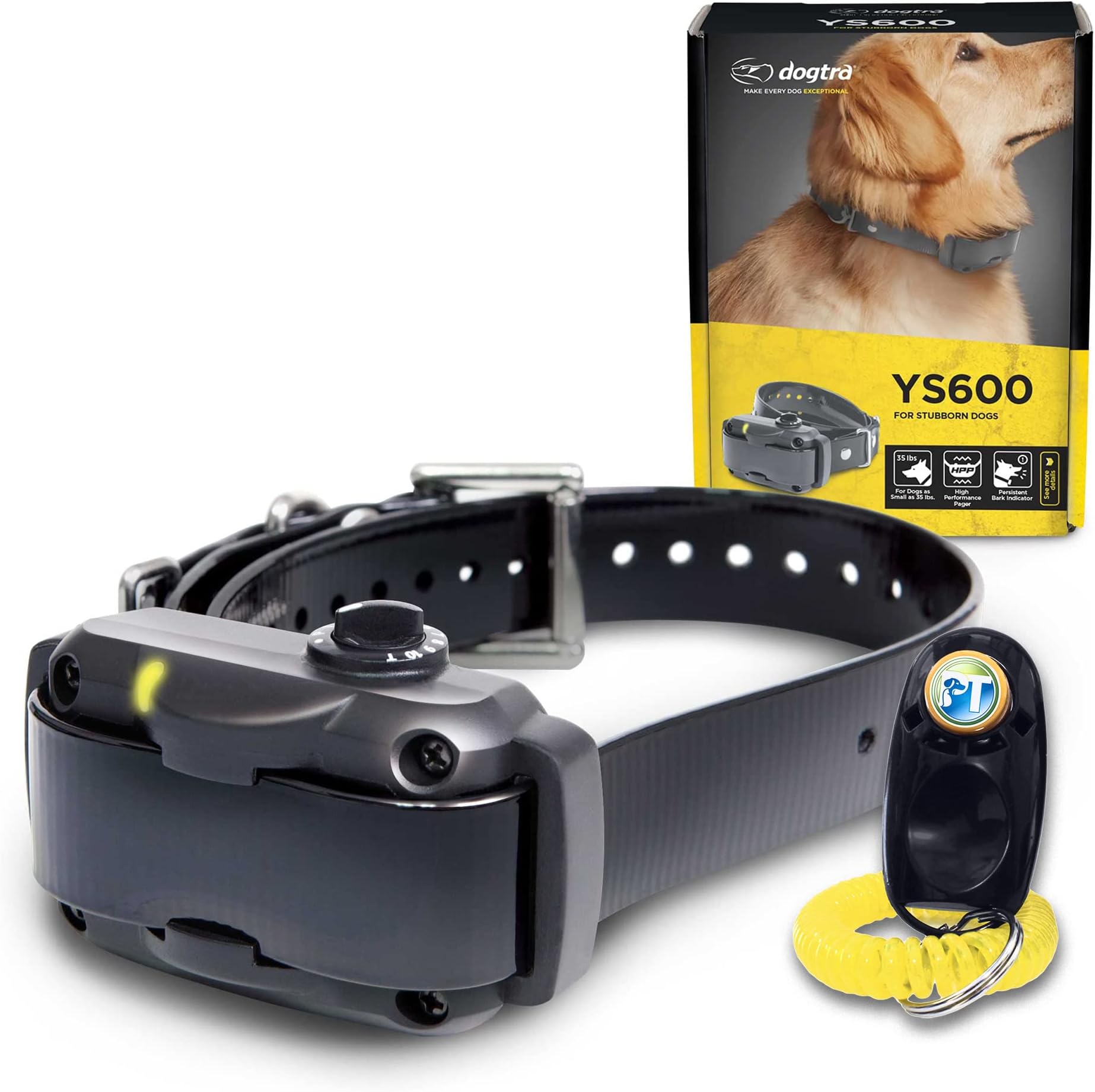 YS600 Anti Bark Collar for Medium to Large Dogs, Adjustable 10 Intensity Levels, Vibration Warning, Low/High Stimulation, Waterproof, 2-Hour Quick Charge Rechargeable Battery, w/PetsTEK Clicker