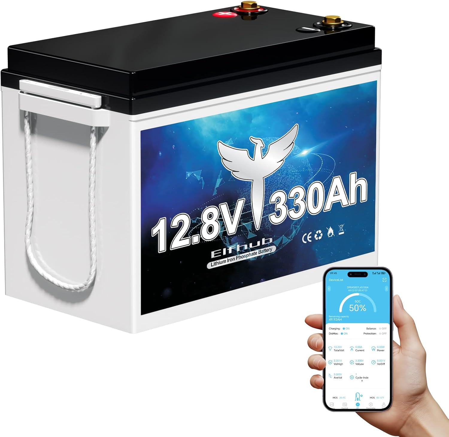 Lifepo4 330A 12V Mini mit 200A BMS, 4224Wh 15000+ Deep Cycle Lithium Eisen Phosphat Batterie, ideal für Off-Grid Systeme, Wohnmobile, Solaranlagen, Boote