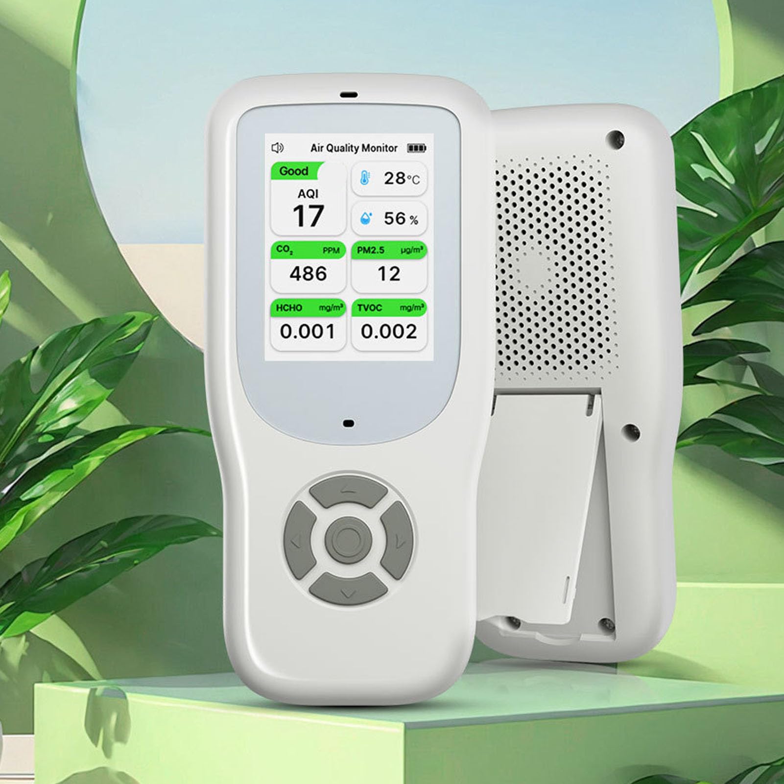 Monitor de Calidad del Aire, Detector Portátil para el Hogar | CO2 PM2.5 PM1.0 PM10 TVOC HCHO Temperatura Humedad, Sensor de Grado de Laboratorio con Alarma Dual, Batería de 2500 MAh