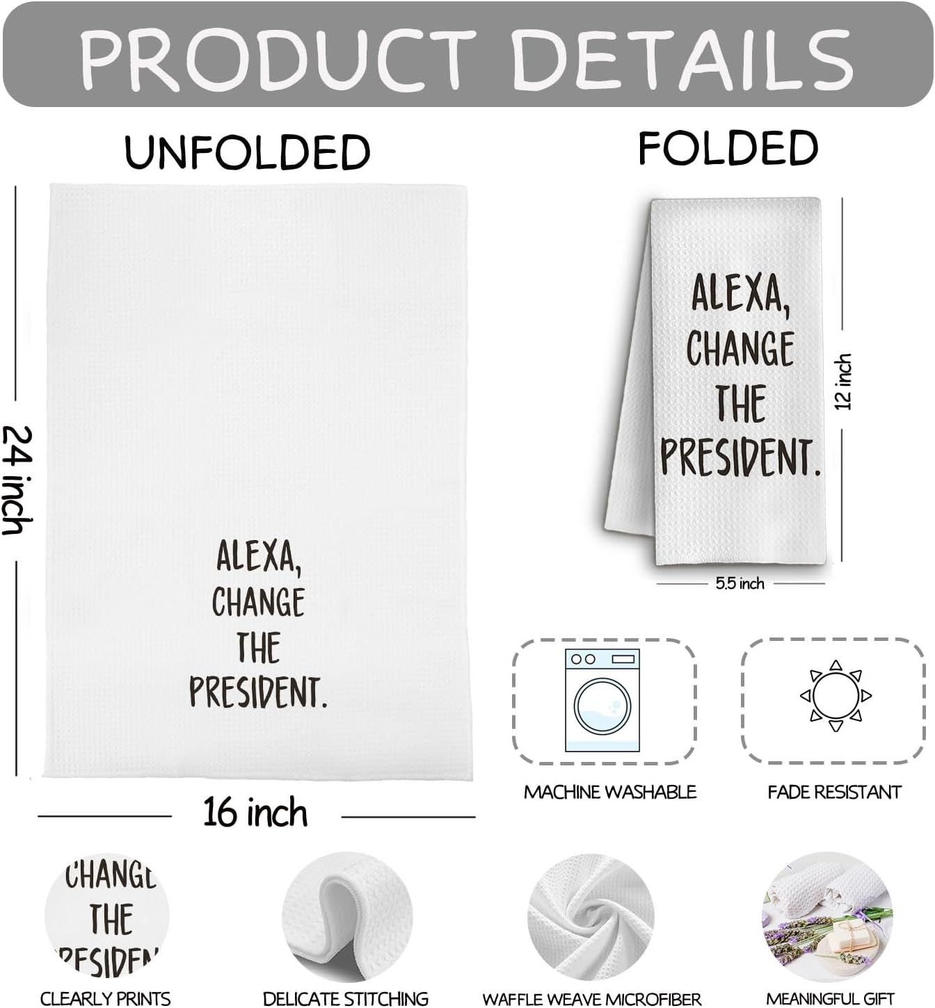 Funny Political Gifts Kitchen Towels, Political Gag Gifts Dish Tea Towels for Kitchen, Sarcastic Decorative Hand Towel for Bathroom, 16x24 Inch - Image 6