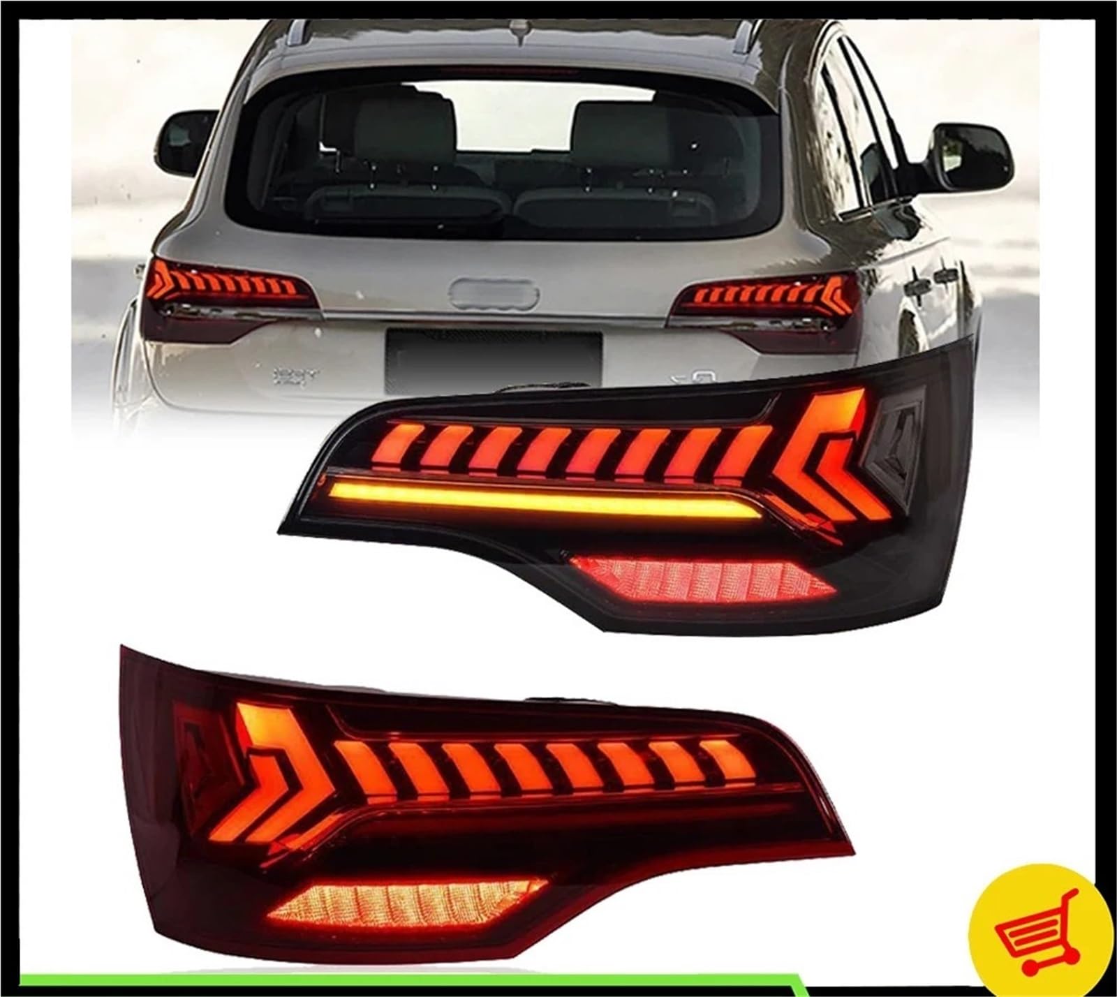 Lampa tylna zespolona Halogen światła 2 szt. tylnych świateł do Audi Q7 2006-2015 LED tylne światła stylizacja samochodu tylna lampa DRL hamulec cofania światło stopu(2006-2009Year,2PCS Smoke)