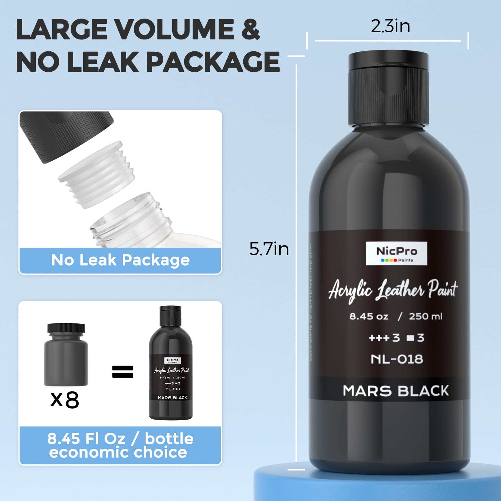 Amazon.com: Nicpro Black Acrylic Leather Paint, 8.45 oz (250 ml
