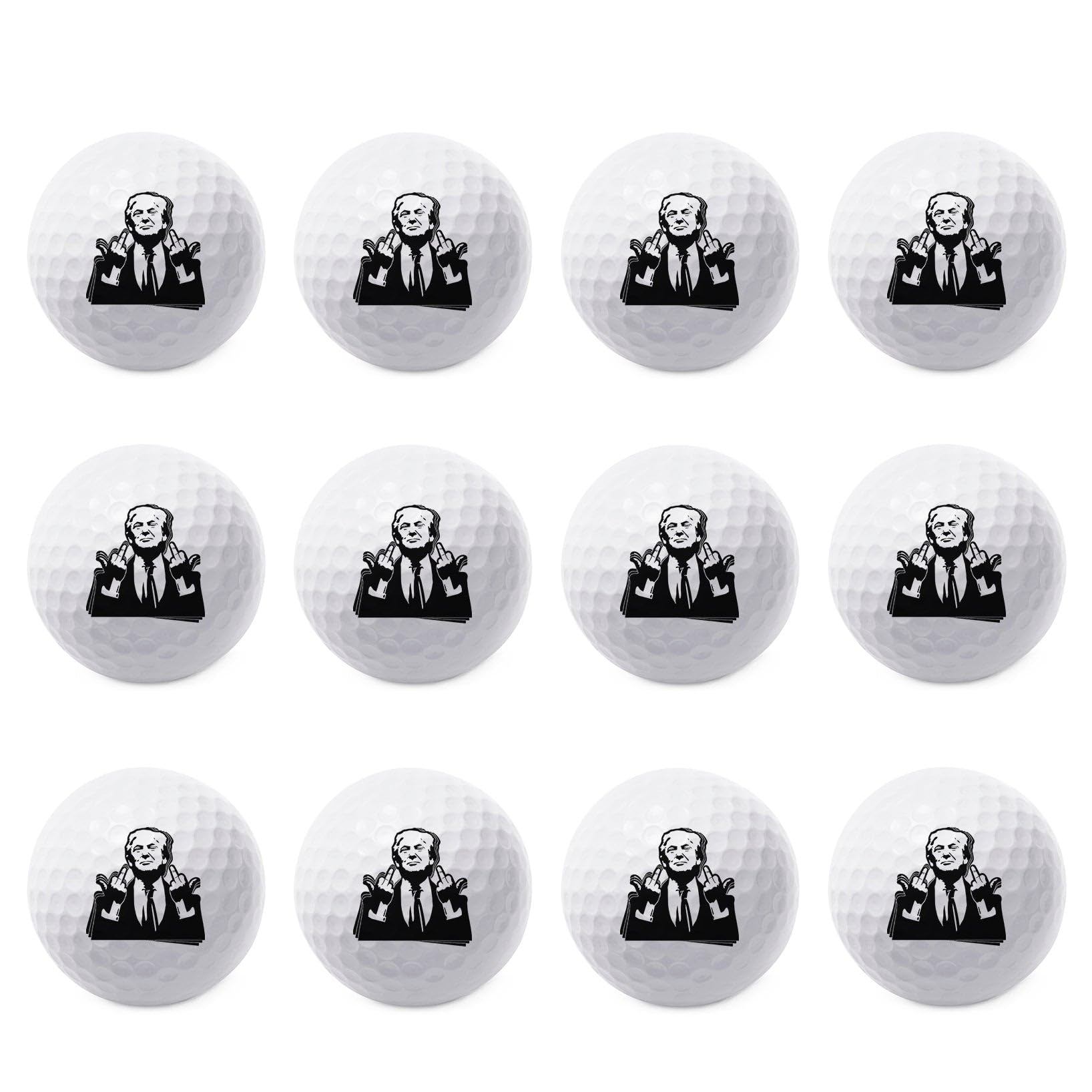 TeesAndTankYou Trump Double Middle Finger 2024 Golf Ball - Novelty Gift for Men Golfers and Dad (Pack of 12)