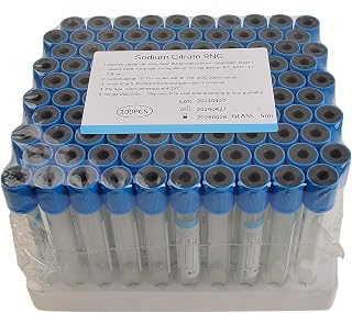 Pet Animals Lab Vacuum Blood Collection Tubes Buffered Sodium Coagulation Blood Collecting Tube Veterinary Supplies, 100pcs 10ml Light Blue
