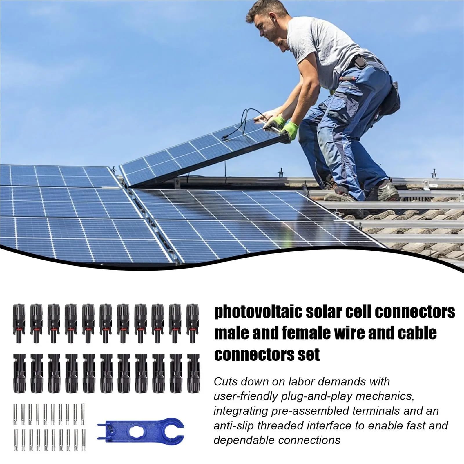 Connettori Solari 10 paia Connettori Solari Mc4 Ad Alta Efficienza Impermeabile Maschio Femmina Filo Strumenti di Crimpatura